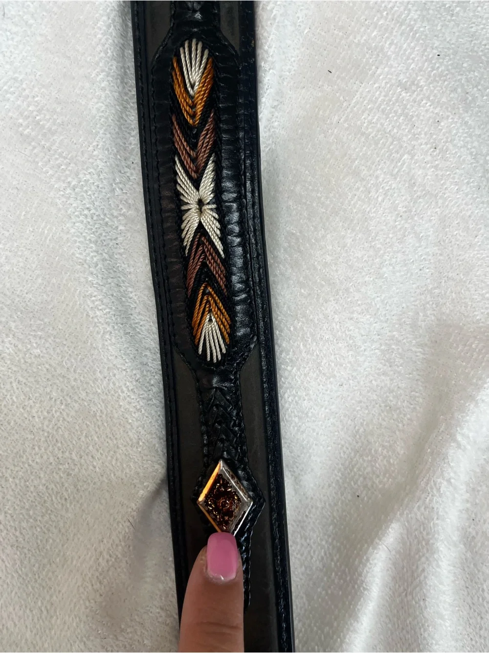 Western Concho Diamond Leather Belt Size 42 Brown n Black Removable Buckle